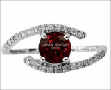 Gold ring Ruby and Diamond Engagement Ring Twist Ring 14K White Gold - Lianne Jewelry
