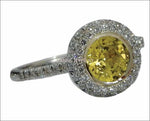 White Gold ring Halo Diamond Ring with 1 carat Intense Yellow Sapphire surrounded with 56 Diamonds - Lianne Jewelry