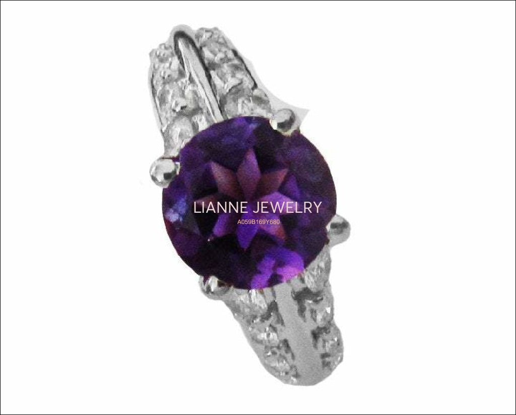 Gold ring Amethyst Ring Engagement Ring Purple color 18K White Gold  set with 0.88 ct. VS Diamonds - Lianne Jewelry