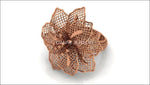 18K White Gold Big Flower Filigree Ring Leaves Floral ring Huge Flower Engagement Ring - Lianne Jewelry