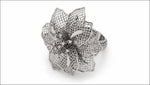 18K Rose Big Flower Filigree Ring Leaves Floral ring Huge Flower Engagement Ring Big Ring Trellis Ring - Lianne Jewelry