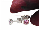 Pink Studs Girls Earrings Promise Earrings Gold Earrings Stud Earrings Pink Sapphire 18K White Gold Natural Color Earrings - Lianne Jewelry