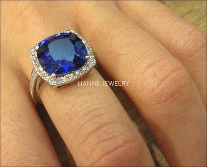 Sapphire Cluster Ring Diana Ring Sapphire Ring 8 carat Engagement Ring September Birthstone Sapphire Gemstone Ring Sapphire Jewelry - Lianne Jewelry