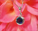 Sapphire Circle Pendant, Blue Pendant, Royal Blue, 14K White gold pendant, September Birthstone, Engagement Gift - Lianne Jewelry