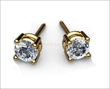 Gold Earrings Gold Earrings Stud Earrings 18K Gold with Moissanite 7 mm Round Brilliant cut - Lianne Jewelry