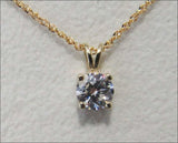 Girlfriend gift Diamond Pendant Solitaire Pendant 5.7 mm 3/4 carat 14K Yellow gold chain included  Minimalist pendant - Lianne Jewelry