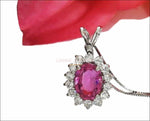 Pendant Sapphire Necklace cluster Pendant Pink Sapphire 14K White gold  Minimalist pendant - Lianne Jewelry