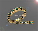Gold ring Emerald Eternity Ring Anniversary Ring 18K Gold Emerald Ring Anniversary ring Contour ring - Lianne Jewelry