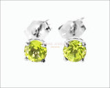 Yellow Sapphire Stud Earrings studs Gemstone 14K White Gold Earrings Wedding Jewelry Anniversary Gift - Lianne Jewelry