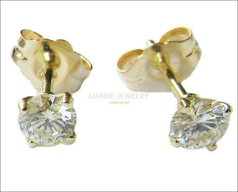 Gold Earrings Stud Earrings bridesmaid Gift 14K Yellow Gold Natural Diamonds H SI1 0.50 carat Round cut - Lianne Jewelry