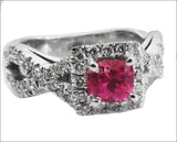 Vintage Gold ring Diamond Engagement Ring 18K White Gold VS Pinkish Purple Sapphire Top Quality Diamonds F VS1 - Lianne Jewelry