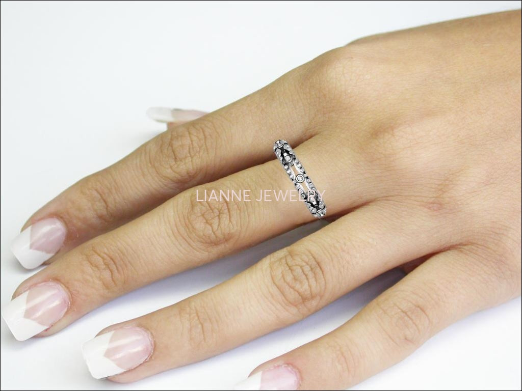 Split shank Diamond Wedding Band Eternity Ring Anniversary Ring 84 diamonds 2/3 carat 18K White gold 18K Yellow gold marriage forever - Lianne Jewelry