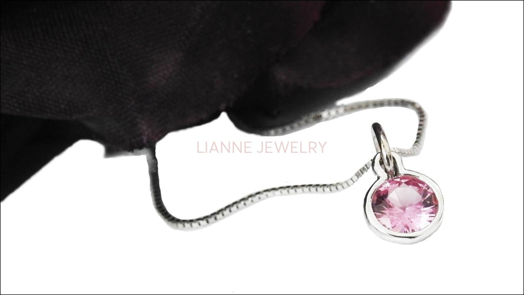 Pendant Deluxe Pink Sapphire Round Pendant 4.5 mm. 14K or 18K gold  Minimalist pendant - Lianne Jewelry