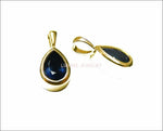 Sapphire Pendant Pear Solitaire Royal Blue Pendant Charm 14K White Gold - Lianne Jewelry