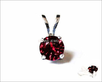 Ruby Pendant Round 4mm Solitaire Top Quality Natural Ruby 14K White gold - Lianne Jewelry