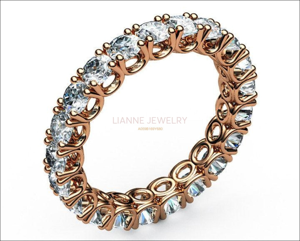 Anniversary Ring Eternity Ring Stacking Ring White Sapphire Ring  2 ct 18K Rose White or Yellow gold marriage forever Gift - Lianne Jewelry