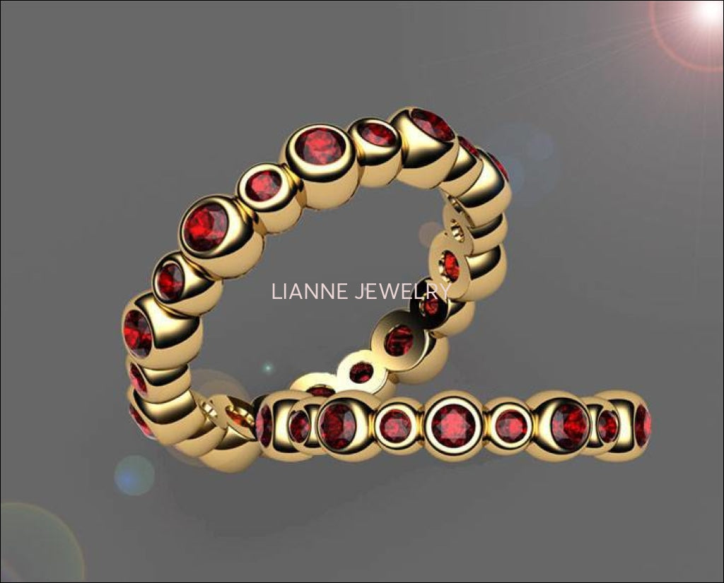 Eternity Ruby Ring, Red Ruby Anniversary Ring, Ruby Anniversary Ring Rose Gold - Lianne Jewelry