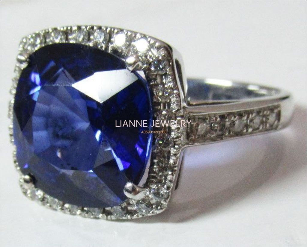 Sapphire Cluster Ring Diana Ring Sapphire Ring 8 carat Engagement Ring September Birthstone Sapphire Gemstone Ring Sapphire Jewelry - Lianne Jewelry