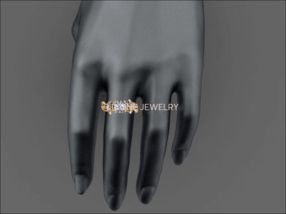 Brutalist ring Moissanite ring Art Nouveau unique engagement ring Solid Gold Flower design in Rose gold - Lianne Jewelry