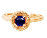 Gold ring Sapphire Ring Halo Engagement Ring 18K Gold with D-E VVS Diamonds - Lianne Jewelry