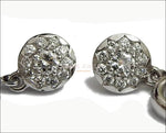 Vintage Gold Earrings Gold Earrings  White gold Diamond Halo Drop Earrings 14K - Lianne Jewelry
