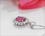 Pendant Sapphire Necklace cluster Pendant Pink Sapphire 14K White gold  Minimalist pendant - Lianne Jewelry