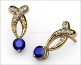 Twist Earrings Gold Earrings Sapphire Earrings Sapphire Studs Earrings Bypass Stud Earrings 14K or 18K White Yellow or Rose gold - Lianne Jewelry