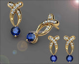 Twist Earrings Gold Earrings Sapphire Earrings Sapphire Studs Earrings Bypass Stud Earrings 14K or 18K White Yellow or Rose gold - Lianne Jewelry