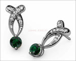 Twisted Earrings Emerald Studs, Bypass Diamond Earrings 14K Gold - Lianne Jewelry