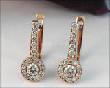 Diamond Earrings Diamond Hoop Earrings Wedding Earrings Diamond Floral Earrings 14K or 18K Rose Gold Diamond Earrings Vintage Earrings - Lianne Jewelry