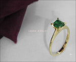 Vintage Emerald Solitaire 14K Yellow Gold Ring Green Emerald Ring Engagement Ring May Birthstone Natural Emerald Birthday gift For Her - Lianne Jewelry