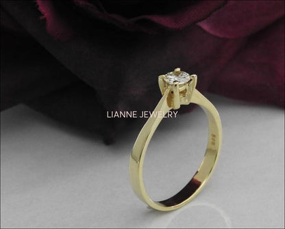 Diamond ring Wedding Gift, Unique Solitaire Ring Celtic Ring 14K Yellow Gold Classic | Wedding | Anniversary | Bridal | Promise Ring - Lianne Jewelry