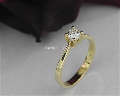 Diamond ring Wedding Gift, Unique Solitaire Ring Celtic Ring 14K Yellow Gold Classic | Wedding | Anniversary | Bridal | Promise Ring - Lianne Jewelry