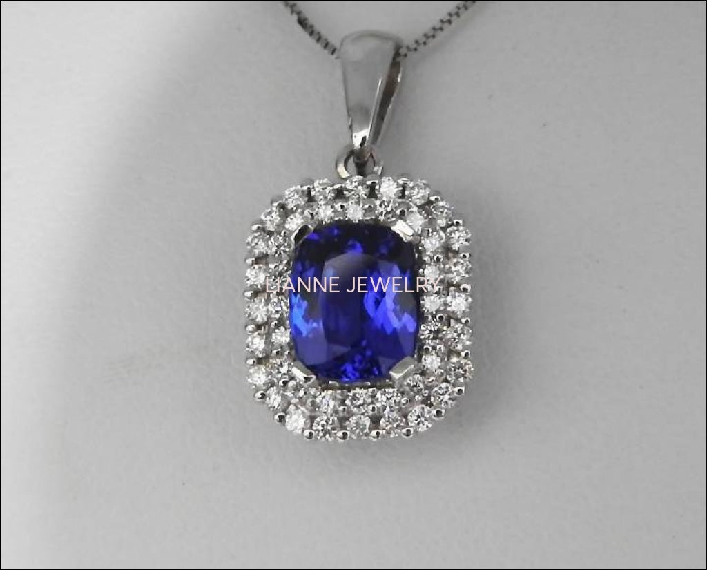 Tanzanite Pendant, Tanzanite Pendant Necklace, Tanzanite Necklace Gold, Purple Pendant, Beautiful Pendant, Cluster Pendant Necklace - Lianne Jewelry