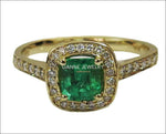 Cocktail Emerald Gold Ring Vintage Ring Yellow gold Frame Pave Diana ring Diamonds surround the Emerald May Birthstone Anniversary Gift - Lianne Jewelry
