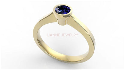 Solitaire Engagement Ring Solitaire Bezel Set Engagement Ring Bezel Set Solitaire Ring Sapphire Solitaire Ring Solitaire Ring - Lianne Jewelry