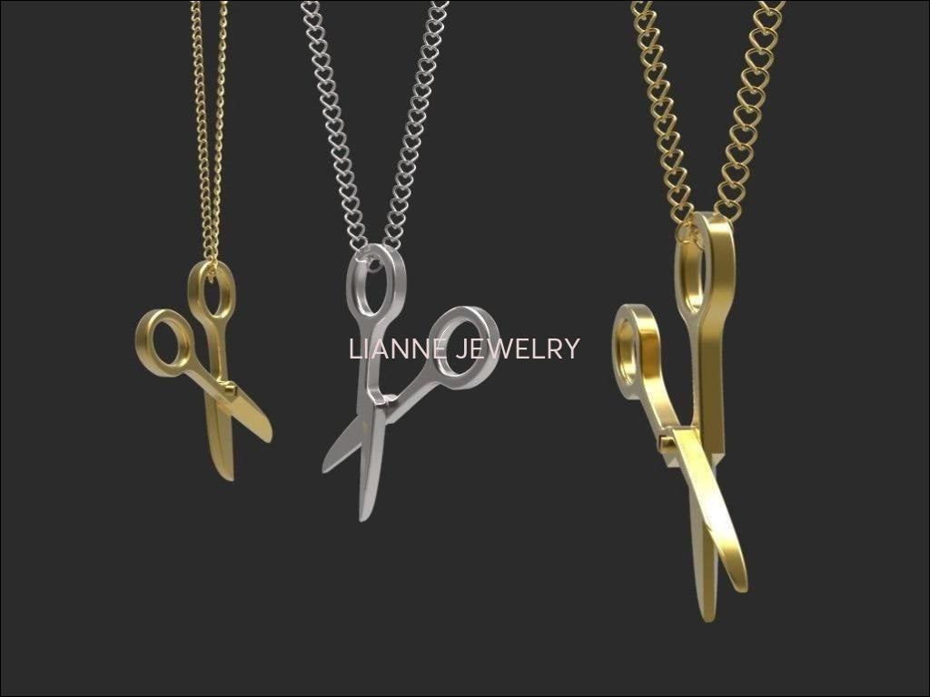 Hairdresser Gift Scissor Necklace 14K gold Scissor Charm Necklace Scissor Pendant Necklace Gift for Hair Stylist  Minimalist pendant - Lianne Jewelry