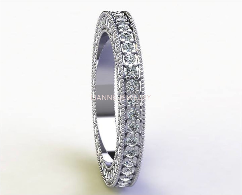 18K White gold Diamond Wedding Band, Eternity Ring, Wedding Gift 115 Diamonds E-F/VVS - Lianne Jewelry