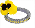 milgrain wedding band Gold ring Yellow Sapphire & Diamond ring Eternity Ring anniversary ring Anniversary Gift 115 stones - Lianne Jewelry