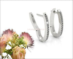Hoop earrings with Diamonds, Gold Hoop Earrings, Wedding Earrings, Gift For Her 18K White gold - Lianne Jewelry