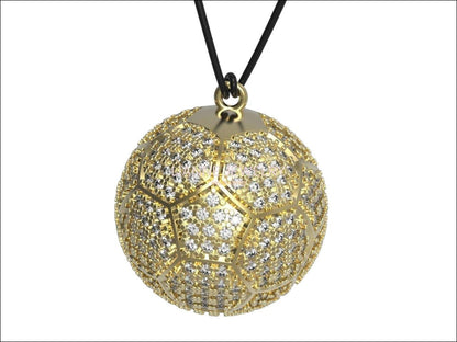 Pendant Mens Mens gift  Soccer Ball Pendant football Pendant Diamond Pendant Micro Pavé  18K Yellow gold , Minimalist pendant - Lianne Jewelry