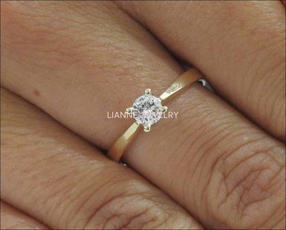 Diamond ring Wedding Gift, Unique Solitaire Ring Celtic Ring 14K Yellow Gold Classic | Wedding | Anniversary | Bridal | Promise Ring - Lianne Jewelry