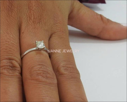 Diamond ring  Gold ring Engagement ring Solitaire Ring Diamond Ring in 14K White Gold - Lianne Jewelry