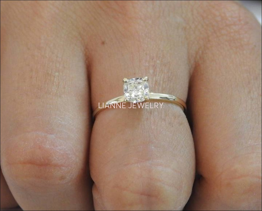 Diamond ring  Gold ring Engagement ring Solitaire Ring Diamond Ring in 14K Yellow Gold - Lianne Jewelry