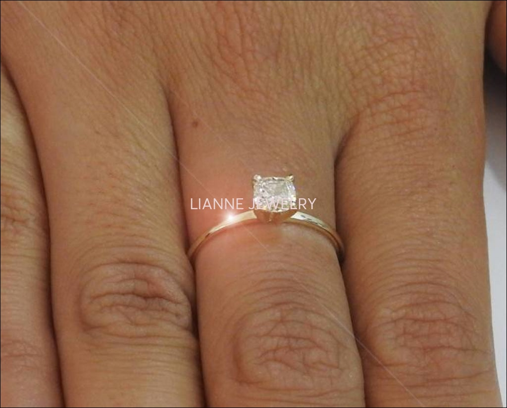 Diamond ring  Gold ring Engagement ring Solitaire Ring Diamond Ring in 14K Yellow Gold - Lianne Jewelry