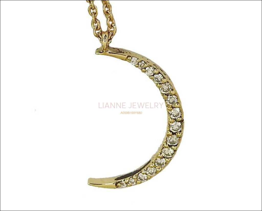 Pendant Gold Pendant Diamond Pendant Moon Pendant Zodiac Pendant with Chain   Minimalist pendant - Lianne Jewelry