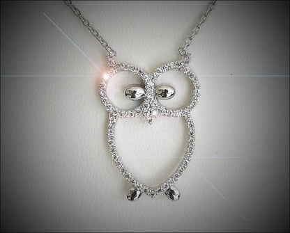 Diamond Pendant Owl Pendant Animal pendant Gold Jewelry Necklace  Logo Charm Sign Medallion Jewellery 14K or 18K White Yellow or Rose gold - Lianne Jewelry