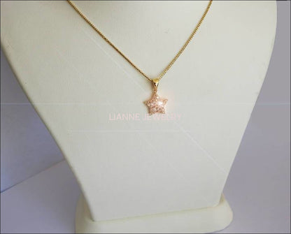 Gold Pendant Diamond Pendant Star Pendant Zodiac Pendant Love pendant 14K or 18K White Yellow or Rose gold   Minimalist pendant - Lianne Jewelry