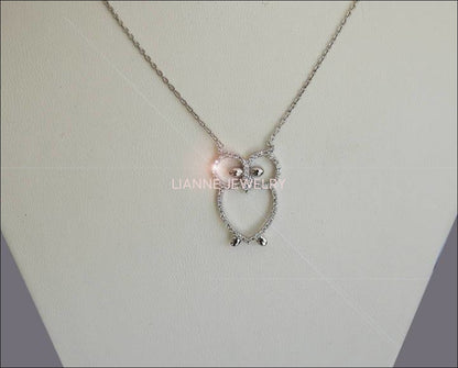 Diamond Pendant Owl Pendant Animal pendant Gold Jewelry Necklace  Logo Charm Sign Medallion Jewellery 14K or 18K White Yellow or Rose gold - Lianne Jewelry