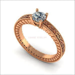 Solitaire Milgrain Ring, Filigree Ring, Anniversary Band with Stone - Lianne Jewelry